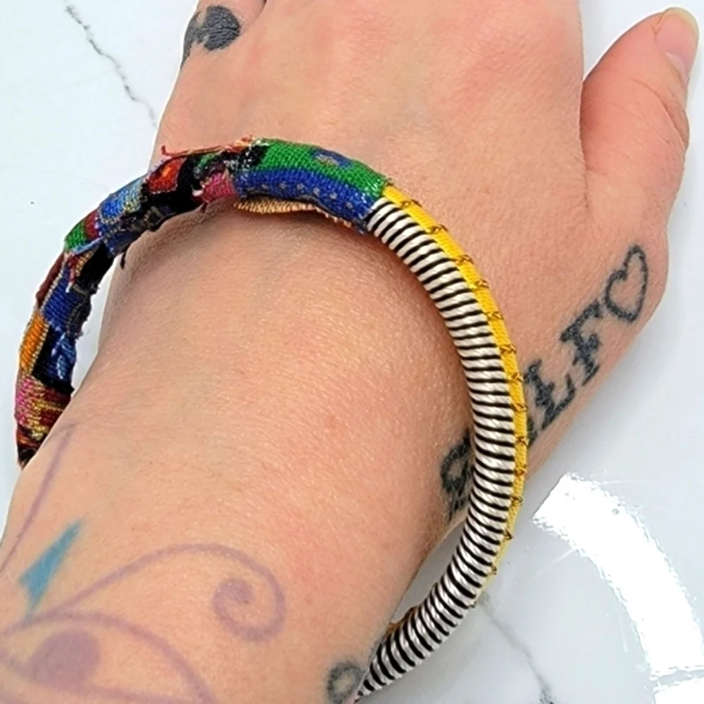 World Market | mixed media colorful Bohemian bangle bracelet NWT